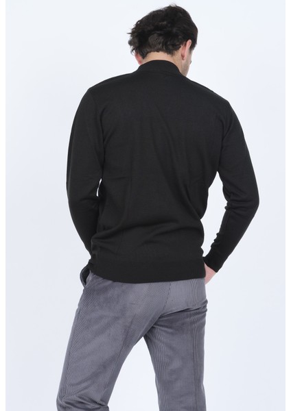 Erkek Yarım Balıkçı Triko Kazak 6241000 Siyah fırsatları