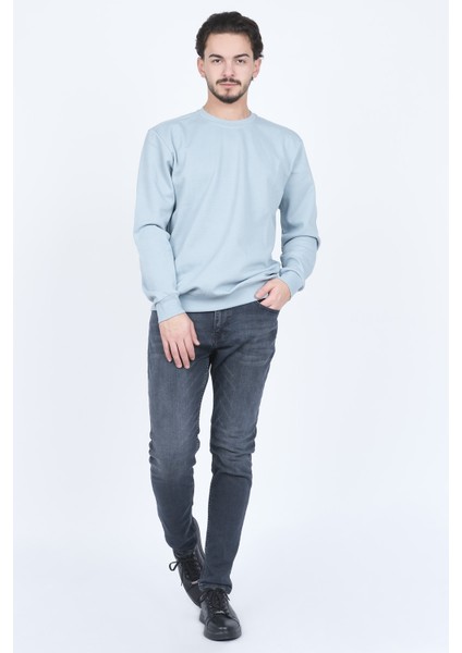 Erkek Bisiklet Yaka Sweatshirt 62422106 Turkuaz fiyatları