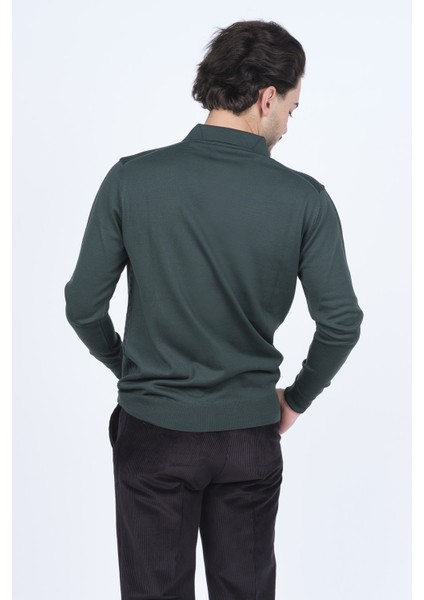 Erkek Desenli Polo Yaka Triko Yün Kazak 4533224 Yeşil indirimleri