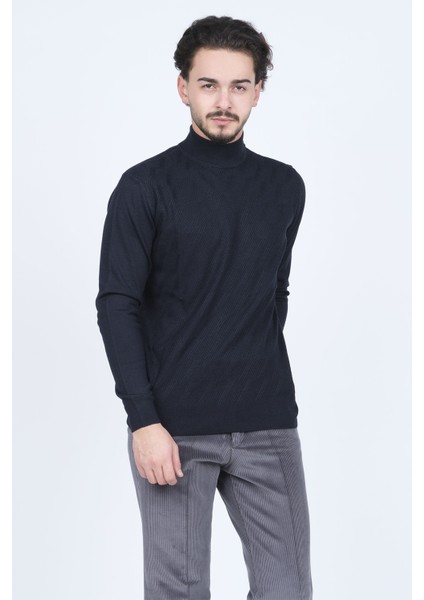 Erkek Yarım Balıkçı Triko Yün Kazak 4533090 Koyu Lacivert modelleri