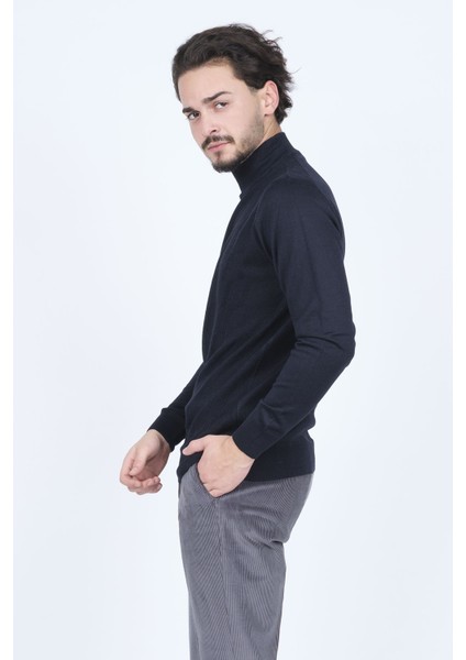 Erkek Yarım Balıkçı Triko Yün Kazak 4533090 Koyu Lacivert fırsatları