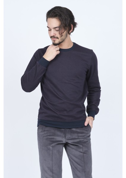 Erkek Desenli Bisiklet Yaka Triko Sweat 6782270 Bordo modelleri