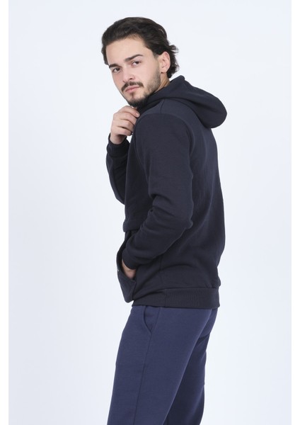 Erkek Kanguru Cepli Kapüşonlu Sweatshirt 6249005 Lacivert