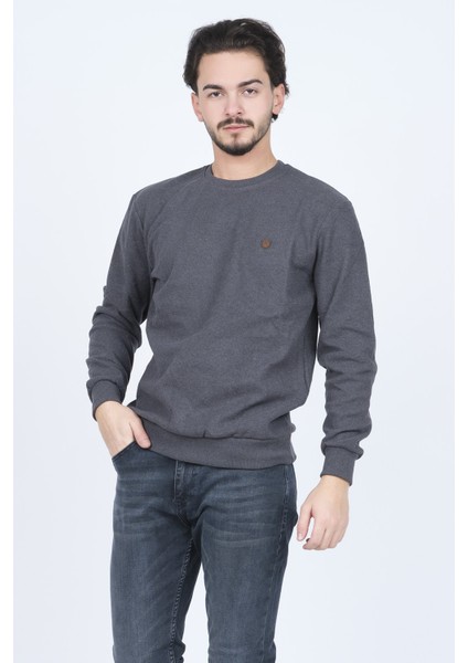 Erkek Bisiklet Yaka Sweatshirt 6240101 Füme