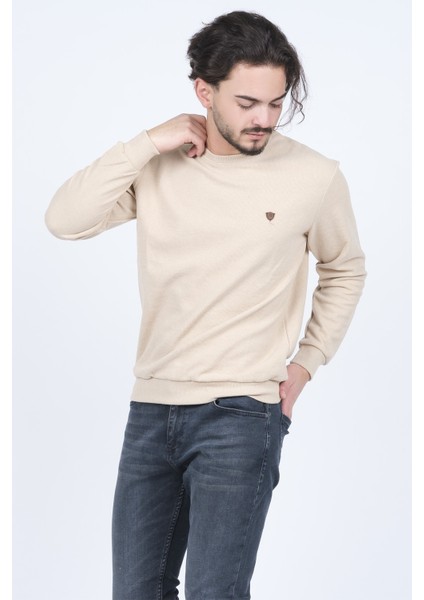 Erkek Bisiklet Yaka Sweatshirt 6240101 Bej