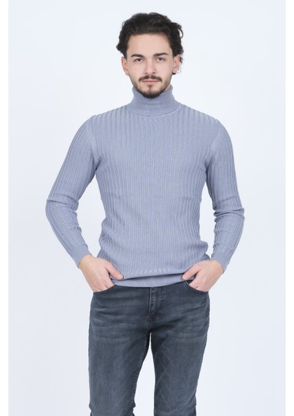 Erkek Fitilli Tam Balıkçı Triko Yün Kazak 67822887 Indigo