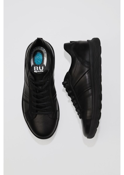 Siyah Atlas Deri Erkek Günlük Ayakkabı