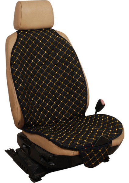 Ergonomik Ön Iki Koltuk Kılıf Minderi Siyah Kumaş Sarı Nakış