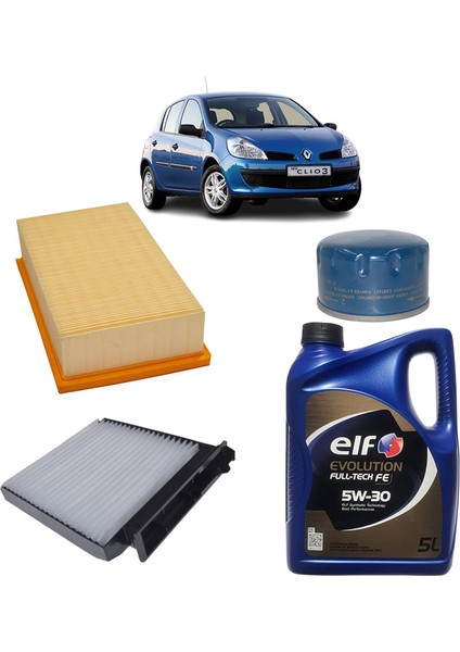 Renault Clio 3 3plus Filtre Bakım Seti 1.5 Dci E.l.f Yağlı 2005-2012 KİT2077C