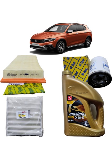 Fiat Egea Cross 3plus Filtre Bakım Seti 1.4 Fire Benzinli Petrol Ofisi Yağlı 2020 Sonrası KİT2118C