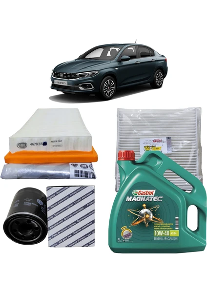 Lancia Fiat Egea 3plus Filtre Bakım Seti 1.4 Benzili 95 Beygir Castrol Yağlı 2015 Sonrası KİT2128C