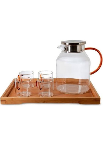 Bambu Tepsili Fincan ve Sürahi Seti