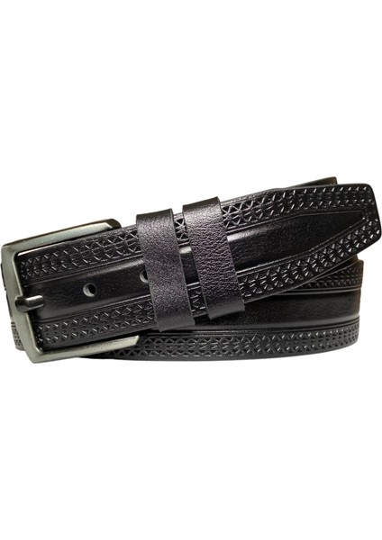 Kaliteli Deri, Siyah 4.5 cm Tek Parça Kot, Spor Kemer