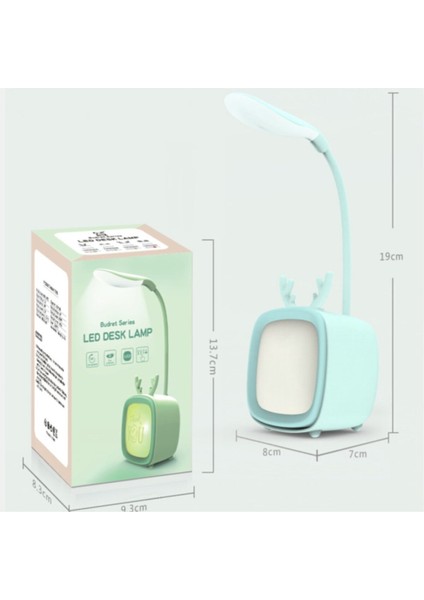 Sevimli Masa ve Gece Lambası USB Şarjlı Tv Karikatür Tasarımlı LED Lamba Yeşil