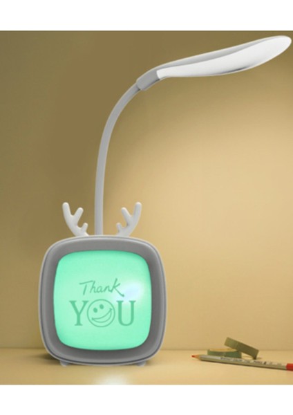 Sevimli Masa ve Gece Lambası USB Şarjlı Tv Karikatür Tasarımlı LED Lamba Yeşil