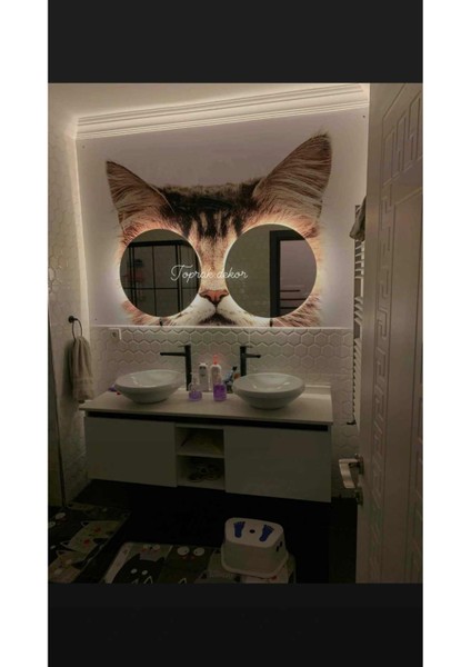 70 cm Beyaz Ledli Ayna Banyo Aynası Tuvalet Aynası modelleri