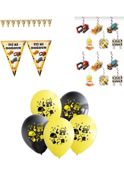 Iş Makinaları Inşaat Temalı 3lü Parti Seti