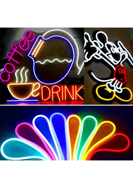 12V Neon Şerit LED Amber Silikonlu Su Geçirmez 12 Volt Neon LED Işık modelleri