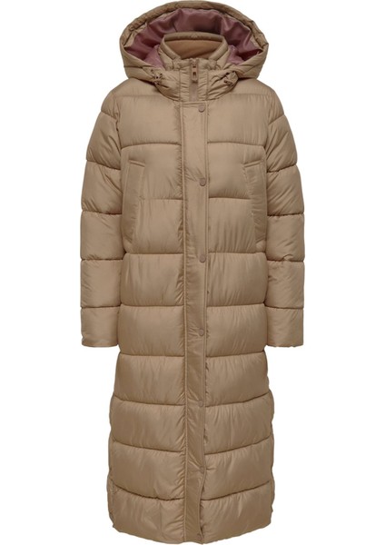 Onlcammie X- Long Quilted Coat Otw Kadın Günlük Mont 15267338-TIGERS-EYE Krem