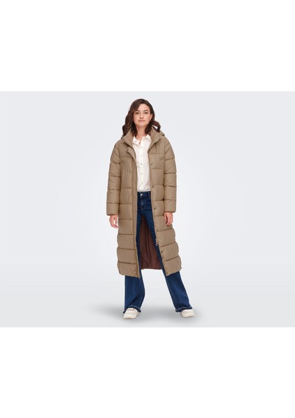 Onlcammie X- Long Quilted Coat Otw Kadın Günlük Mont 15267338-TIGERS-EYE Krem