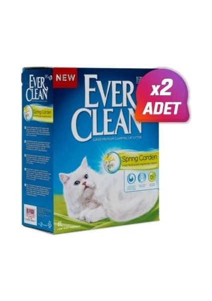 2 Adet - Ever Clean Spring Garden Kedi Kumu 6 Lt