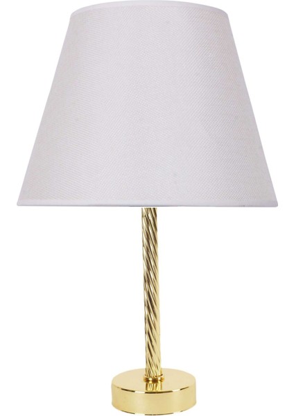 Modern Abajur Krem Gold Kaplama Burgu Metal Ayak