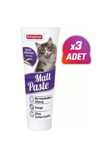 3 Adet - Beaphar Duo Active Malt Tüy Yumağı Engelleyici Kedi Macunu 100 gr