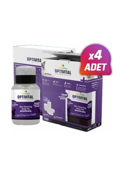 4 Adet - Zoovital Optival Göz Temizleme Solüsyonu 150 ml