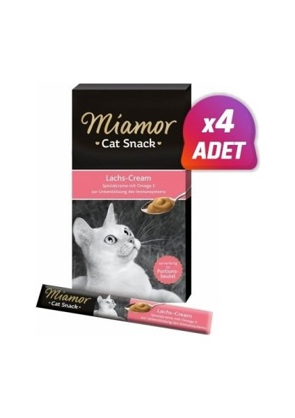 4 Adet - Miamor Cream Somonlu Kedi Ödülü 6X15 gr