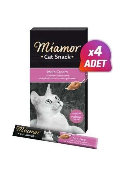4 Adet - Miamor Cream Malt Özlü Sıvı Kedi Ödülü 6X15 gr