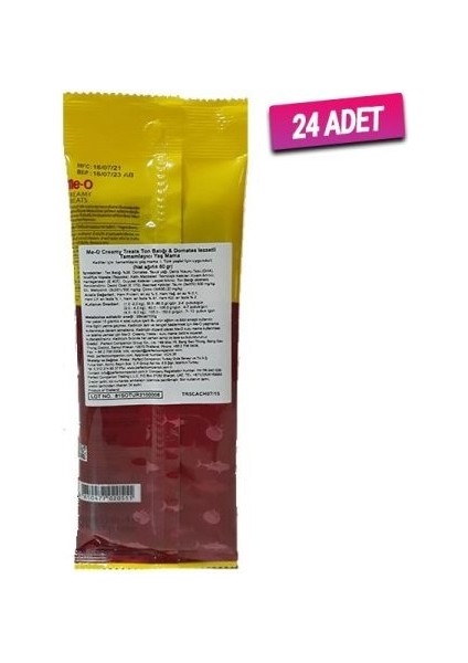 24 Adet - Me-O Meo Creamy Ton & Domates Lezzetli Kedi Ödülü 4X15 gr