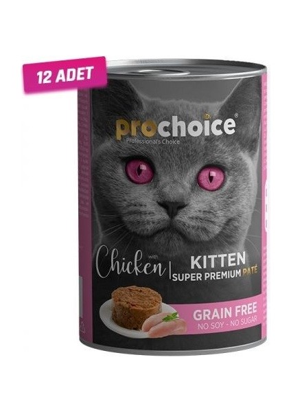 12 Adet Kitten Tavuklu Yavru Kedi Konservesi 400 gr