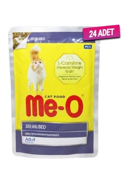 Me-O 24 Adet Sterilised Tavuklu Kısırlaştırılmış Kedi Konservesi 80 gr