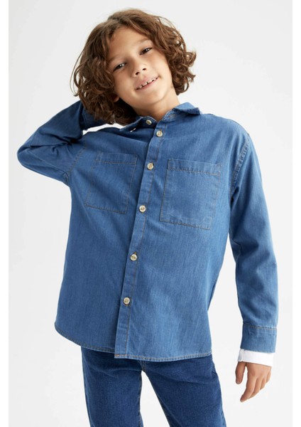 Erkek Çocuk Coool Regular Fit Jean Uzun Kollu Gömlek X6042A622AU