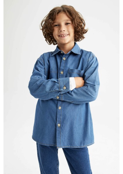 Erkek Çocuk Coool Regular Fit Jean Uzun Kollu Gömlek X6042A622AU