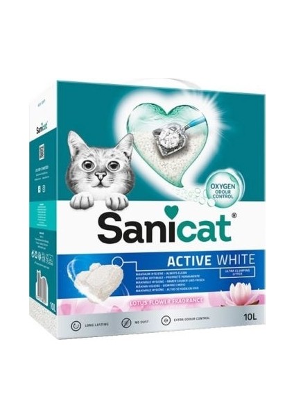 Active White Süper Topaklanan Kedi Kumu Lotus Çiçeği Kokulu 10 Lt