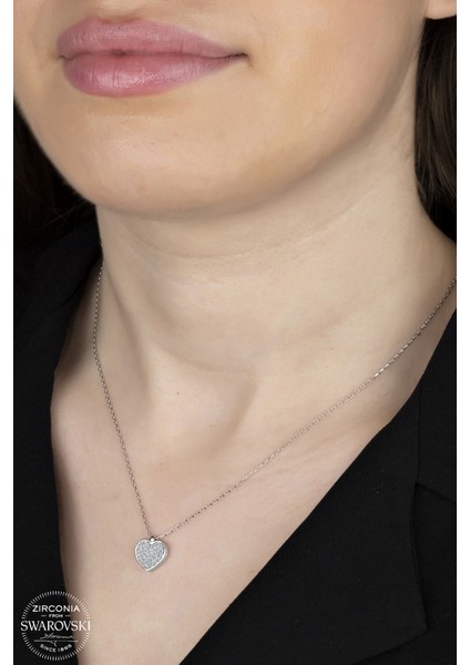 Swarovski Crystal Kalp 925 Ayar Gümüş Kolye