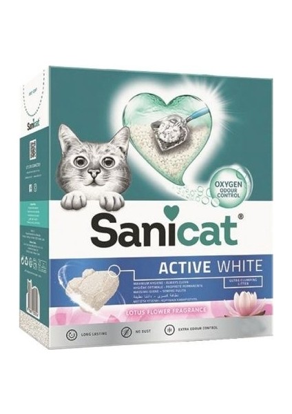 Active White Süper Topaklanan Kedi Kumu Lotus Çiçeği Kokulu 6 Lt