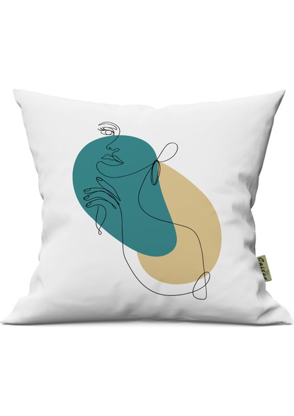 Modern Silüet Desenli Çift Yön Dijital Baskılı Içi Dolgulu Dekoratif Yastık Kırlent 36 x 36 cm