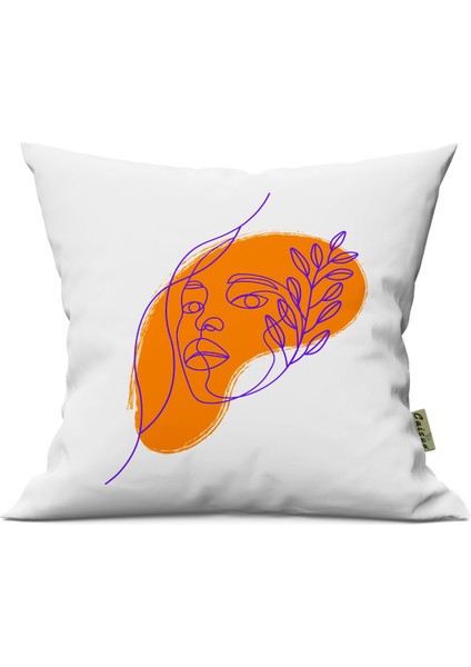 Modern Kadın Silüet Desenli Çift Yön Dijital Baskılı Içi Dolgulu Dekoratif Yastık Kırlent 36 x 36 cm