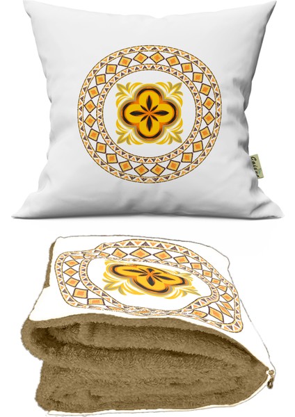 Etnik Motif Desenli Opsiyonel Battaniyeli Yastık 38 x 38 cm