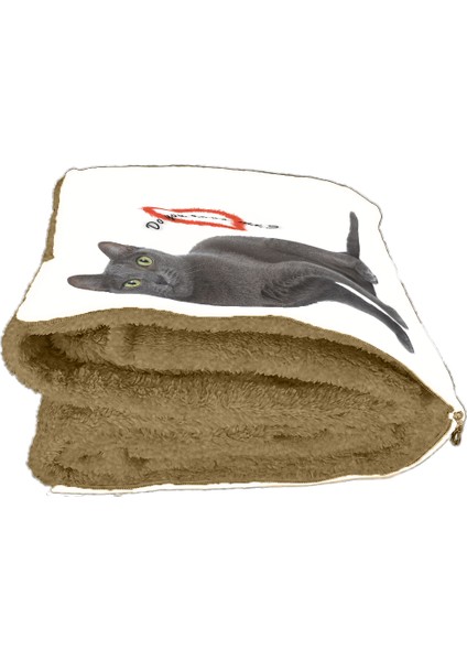 Sevimli Kedi Desenli Opsiyonel Battaniyeli Yastık 38 x 38 cm