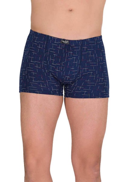 3 Adet Erkek 440697 Likralı Modal Ince Belli Desenli Boxer Lacivert