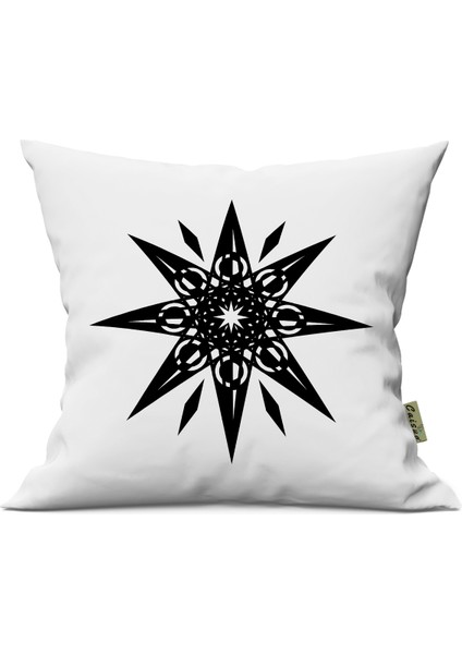 Zodyak Pusula Desenli Çift Yön Dijital Baskılı Içi Dolgulu Dekoratif Yastık Kırlent 36 x 36 cm