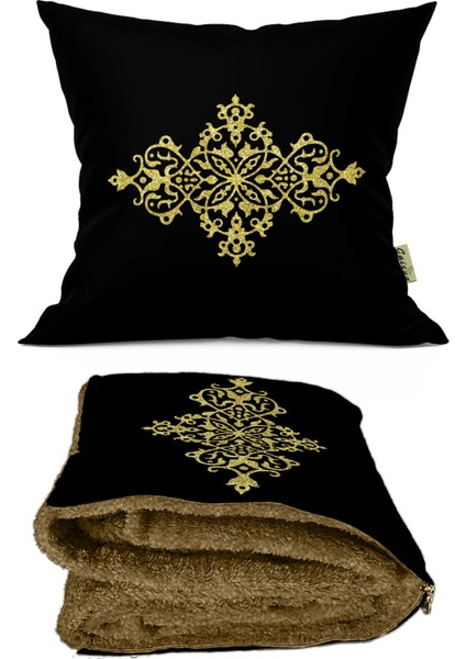 Motif Desenli Opsiyonel Battaniyeli Yastık Dekoratif Kırlent 38 x 38 cm