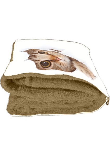 Sevimli Kedi Desenli Opsiyonel Battaniyeli Yastık Dekoratif Kırlent 38 x 38 cm fiyatları