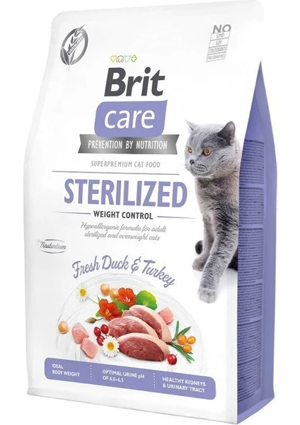 Brit Care Ördekli Kısırlaştrırılmış  Light Yetişkin Kedi Maması 7 kg