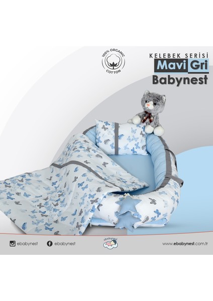 Kelebek Serisi Mavi Babynest Set V3