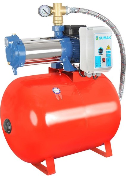 Symh6-150/8 Yatay Kademeli Bina Hidroforu 100 Lt Tanklı 9 Kat 20 Daire 220 Volt 1.5 Hp