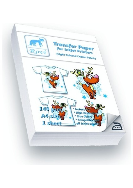 Transfer Kağıdı Premium A4 140GSM Açık Renk Pamuklu Kumaşlar İçin 1 Yaprak